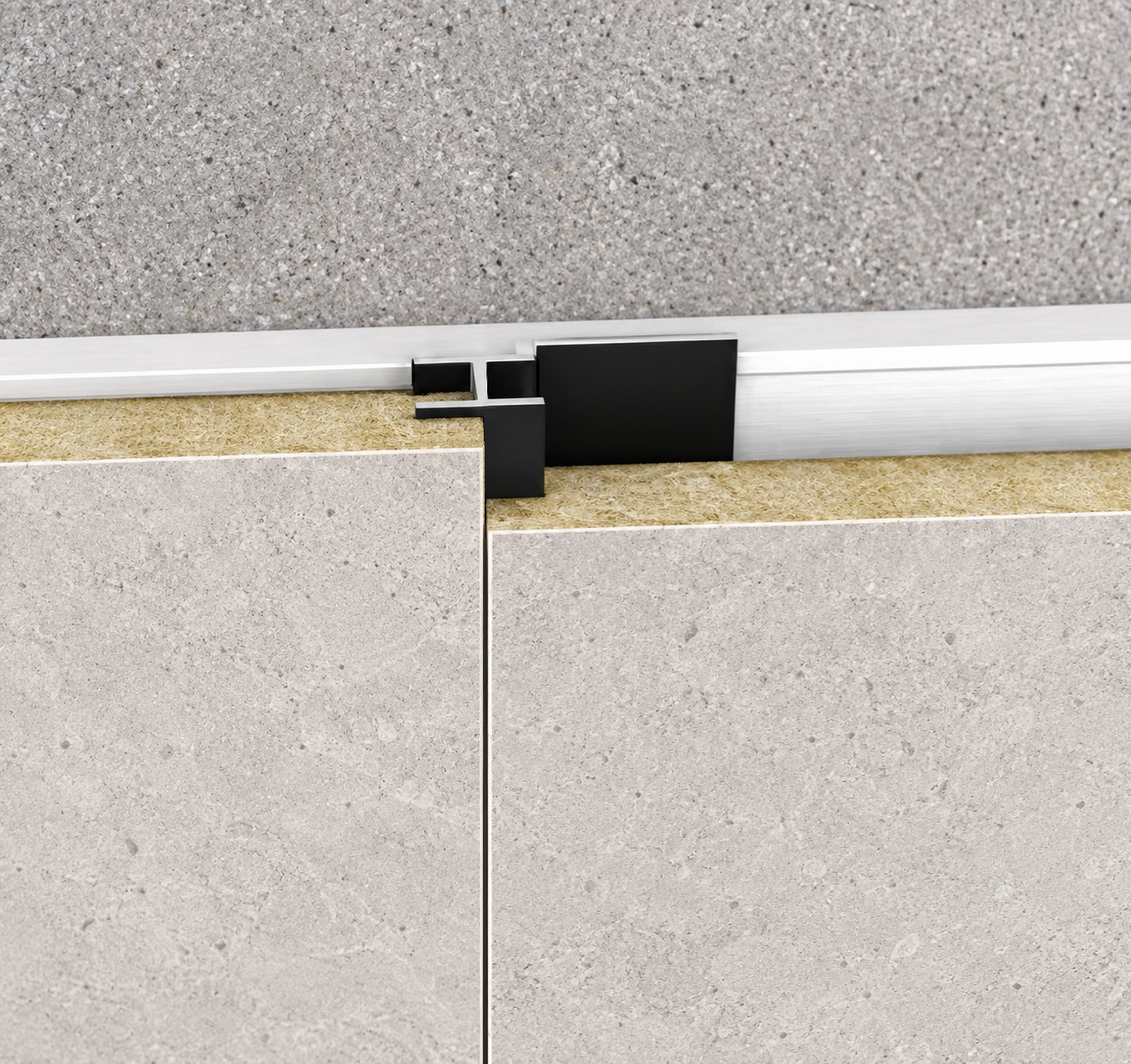 Concealed-Joint Wall Fixing: installed detail